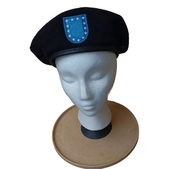 US ARMY Military Black 100% Wool Beret SIZE 6 7/8 Made USA - Picture 7 of 7